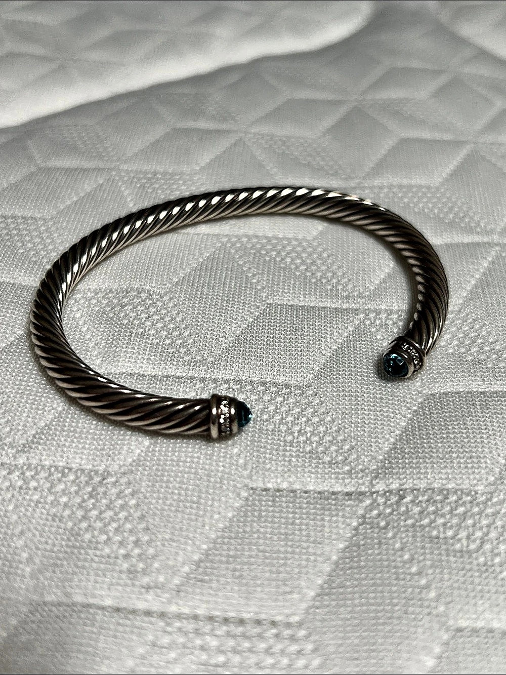 David Yurman Classic Cable Bracelet in Blue Topaz & Diamonds